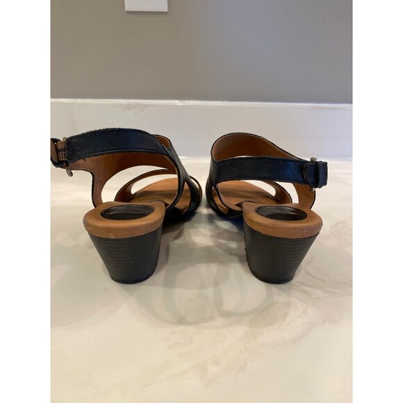 B.O.C Sandals Sz 8 M Navy Blue Arch Support Dressy Casual Block Heel 2.5” Shoes - Picture 4 of 12